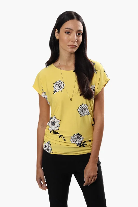 Beechers Brook Floral Side Cinched Shirt - Yellow