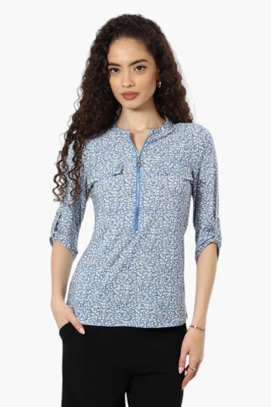 Beechers Brook Patterned Flap Pocket Shirt - Blue