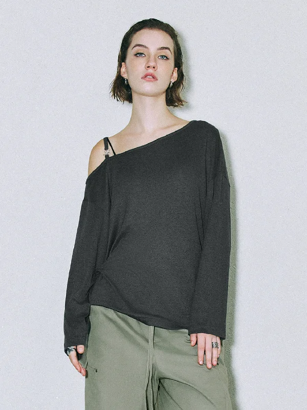 Cold Shoulder Loose T-Shirts