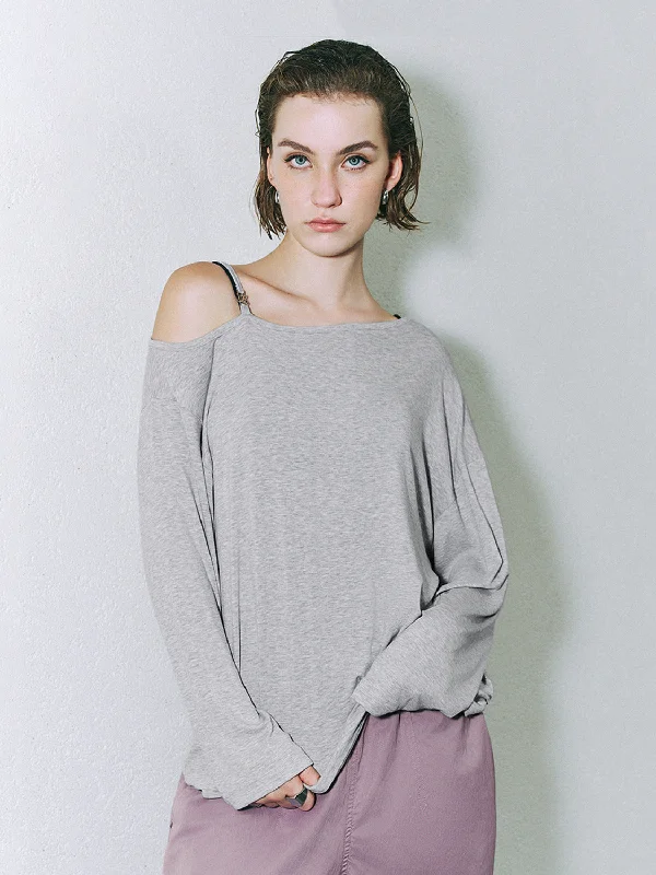 Cold Shoulder Loose T-Shirts