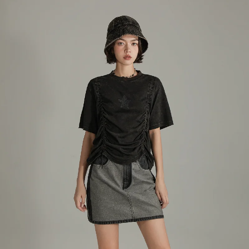 Star Shirring Shirt Sleeve Top