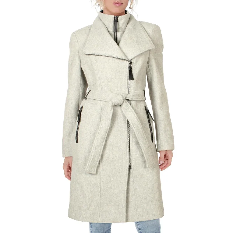 Calvin Klein Womens Wool Blend Dress Wrap Coat