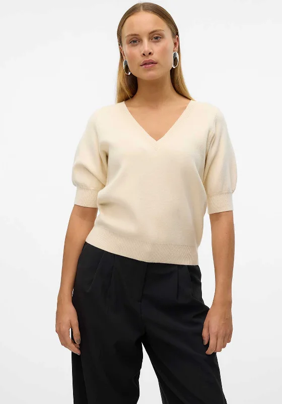 Vero Moda Gold Short Sleeve Jumper, Cream