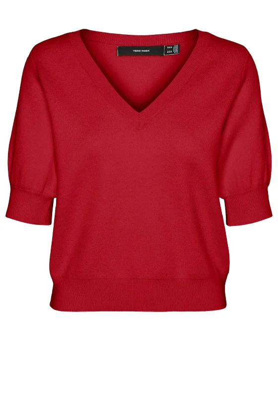 Vero Moda Gold Short Sleeve Jumper, Red